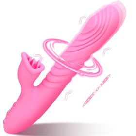 Thrusting Dildo Vibrator for Women, Tongue Vibrator with Thrust Modes, Clitoral Licking G Spot Vibrator for Couples Play